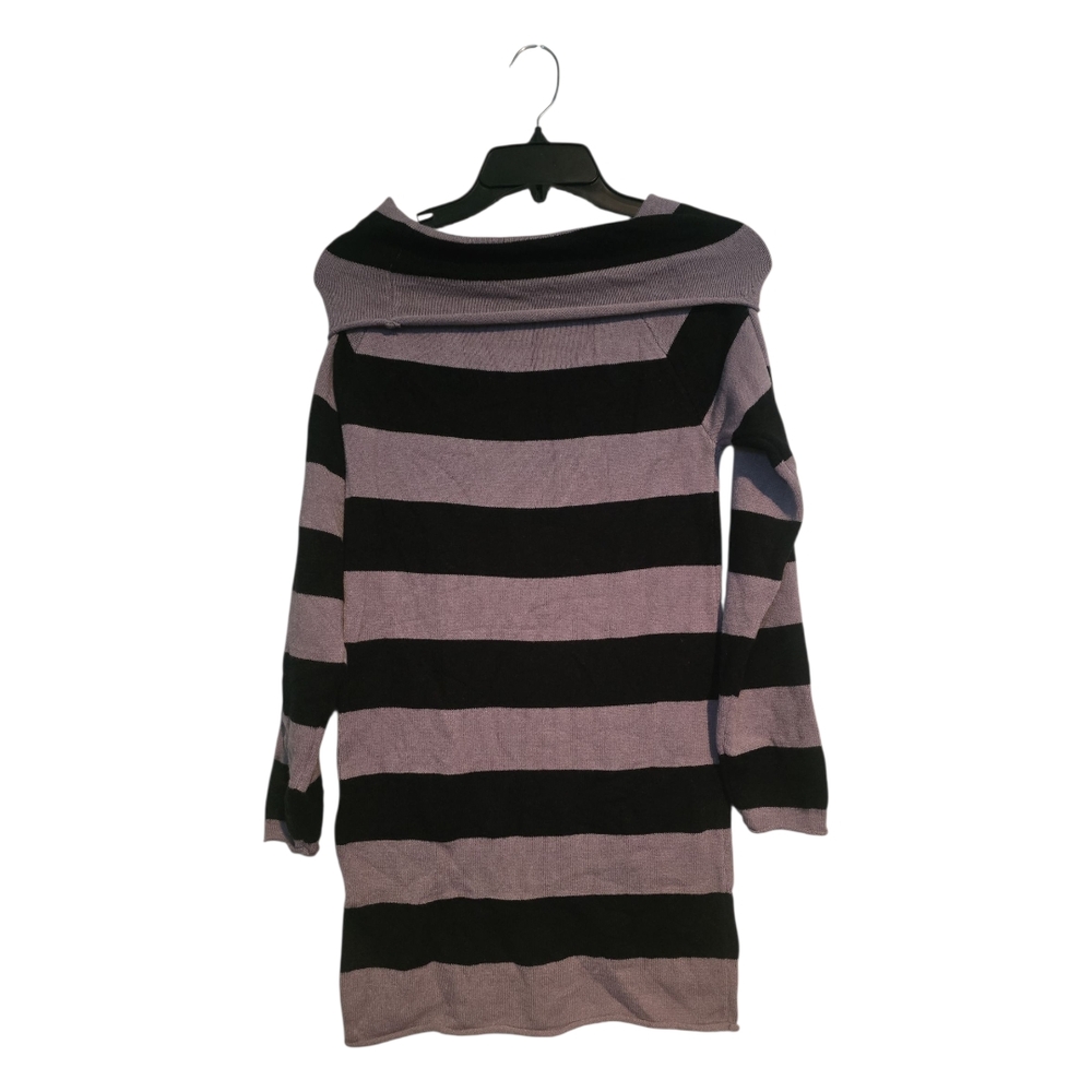 Striped Black and Gray Women's Sweater Dress